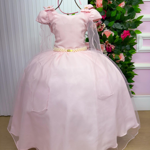 Vestido Banana Club Longo Diamante Rosa Bebe