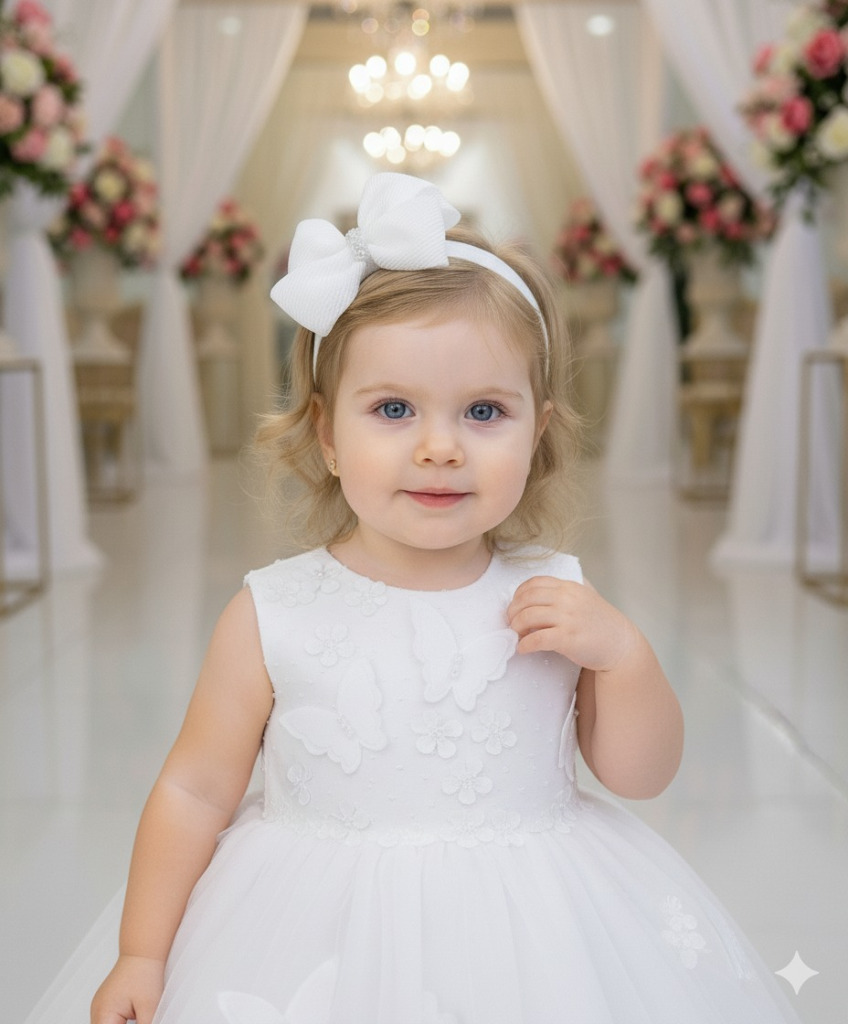 Vestido Marie Jardim das Borboletas Branco Viviane