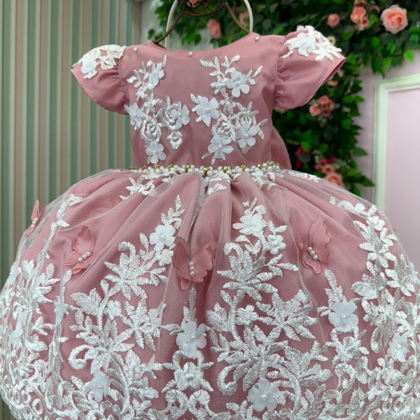 Vestido Marie Jardim Encantado Realeza Rose Renda Branca