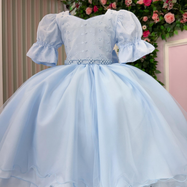Vestido Bella Child Priscila Azul Bebe