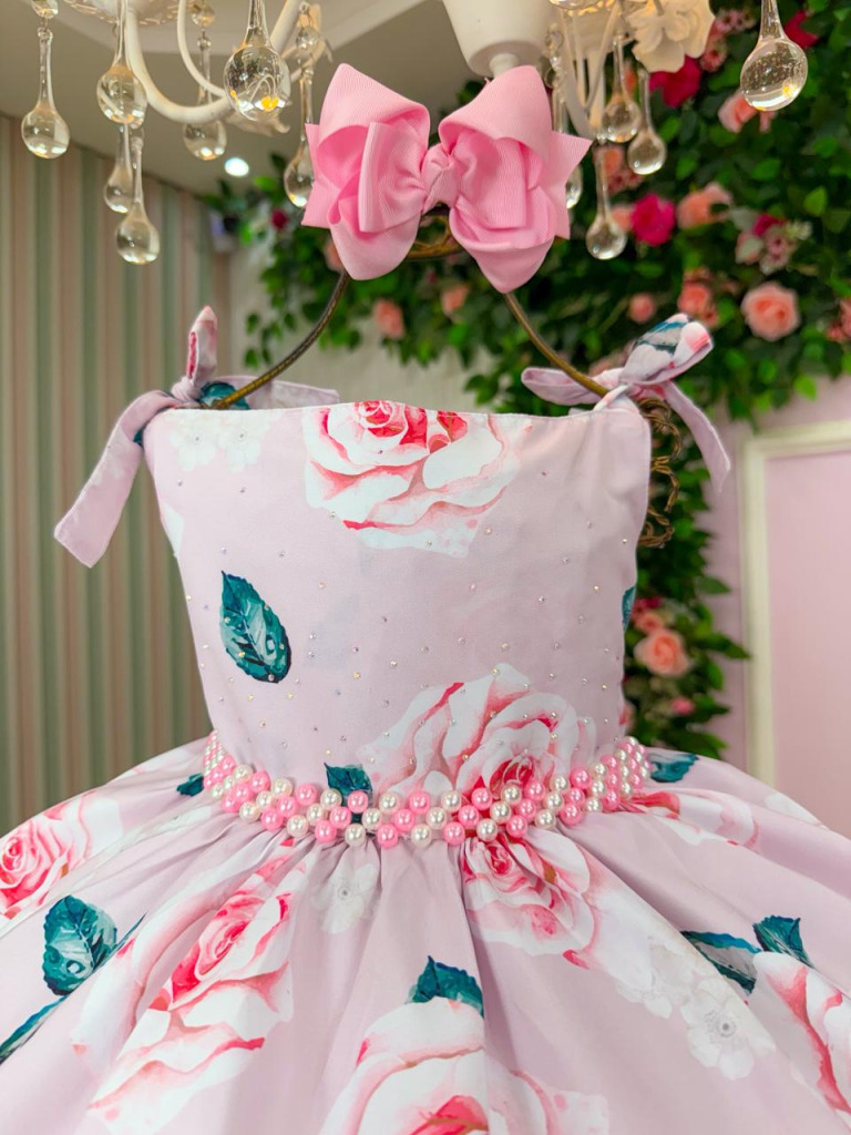 Vestido Giovanella Karine Florido Rosa