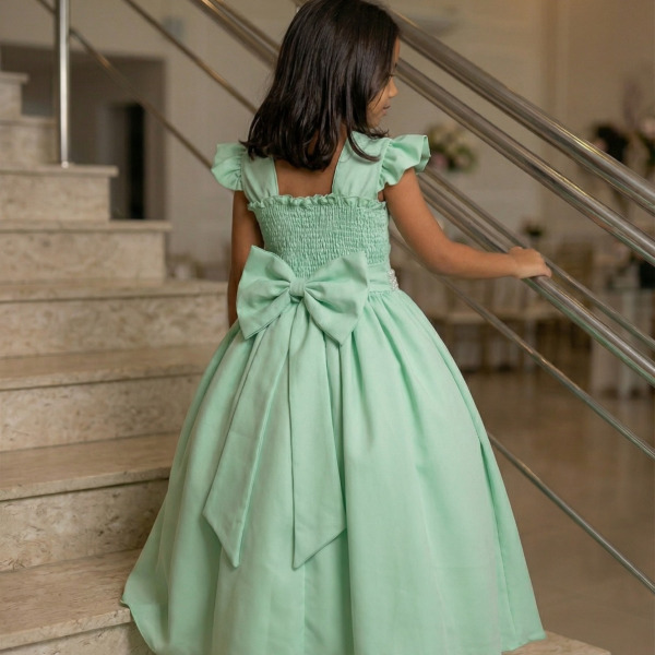 Vestido Ysa Kids Ariane Longo Verde Oliva