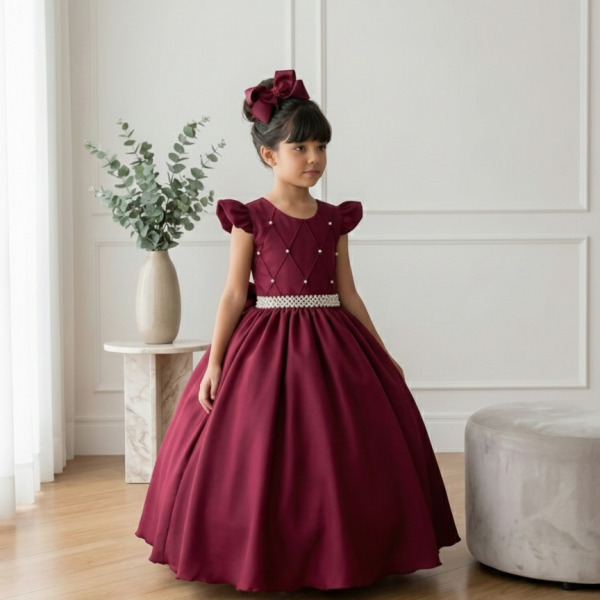 Vestido Ysa Kids Ariane Longo Marsala