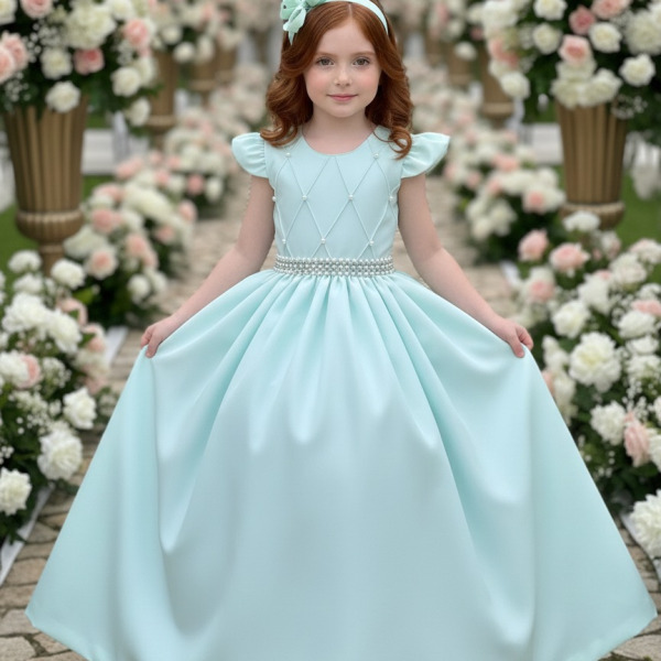 Vestido Ysa Kids Ariane Longo Verde Porto Fino