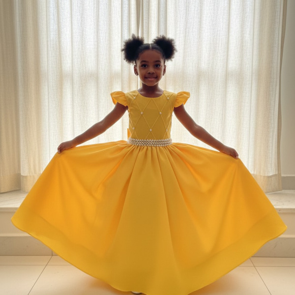 Vestido Ysa Kids Ariane Longo Amarelo Gema