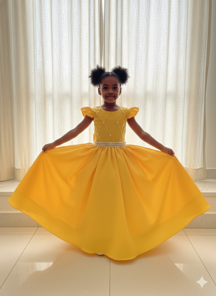 Vestido Ysa Kids Ariane Longo Amarelo Gema