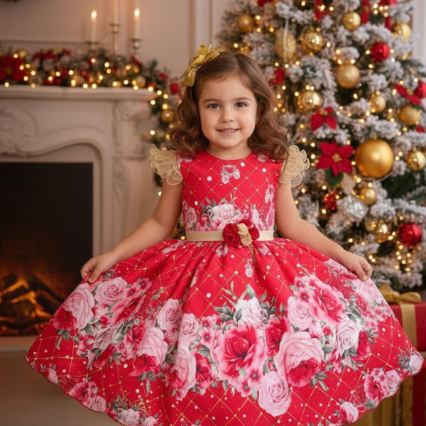 Vestido Marie Natalia Flores Vermelho – Natal