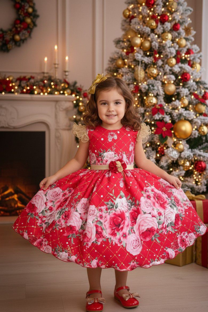 Vestido Marie Natalia Flores Vermelho – Natal