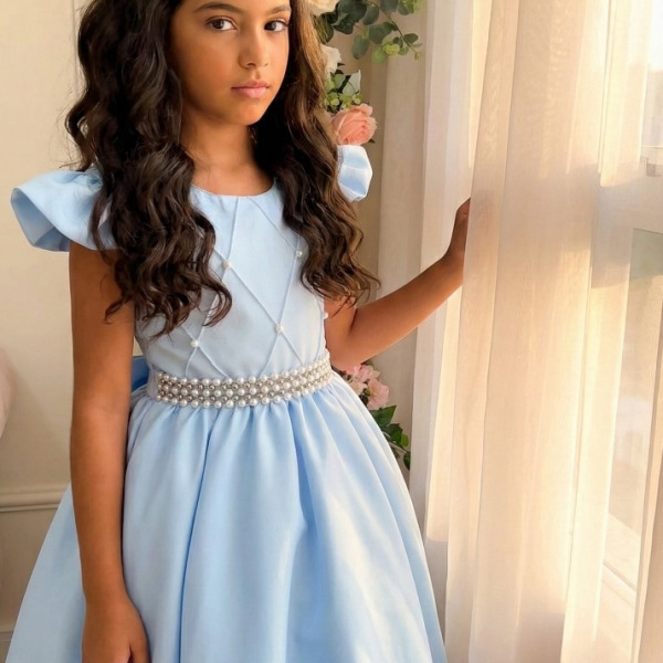 Vestido Ysa Kids Ariane Longo Azul bebê