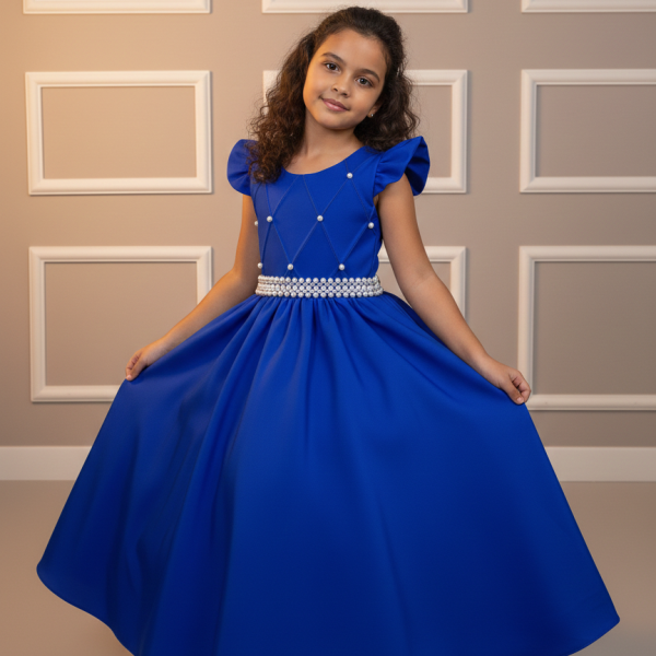 Vestido Ysa Kids Ariane Longo Azul Royal