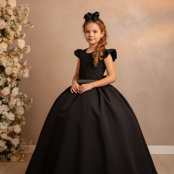 Vestido Ysa Kids Ariane Longo Preto