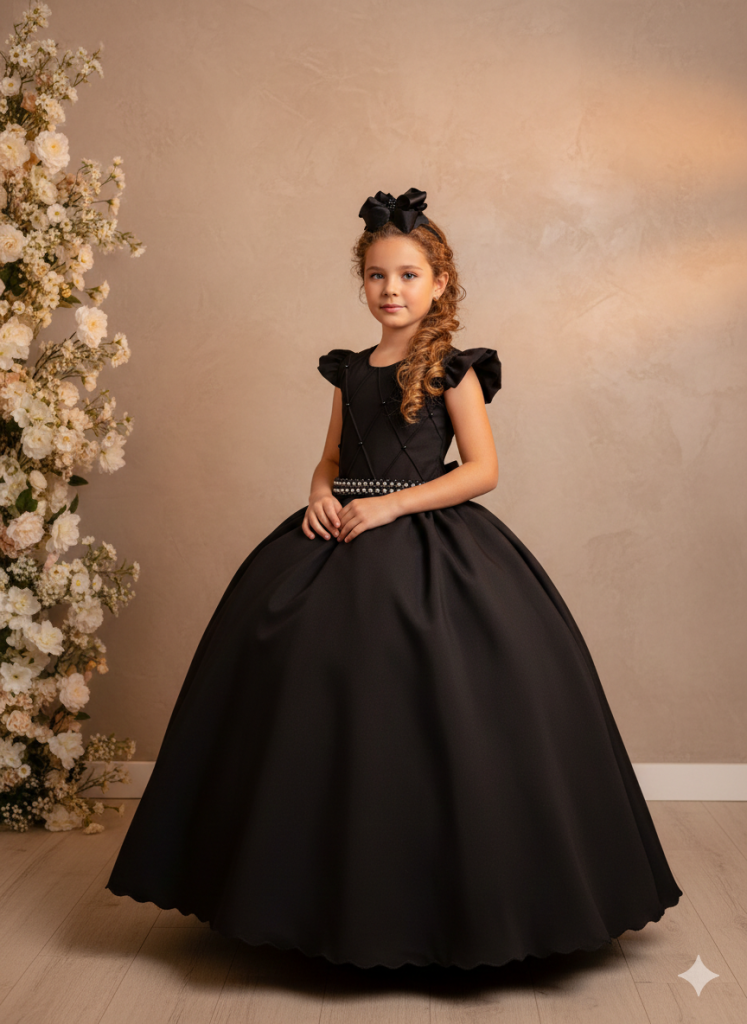 Vestido Ysa Kids Ariane Longo Preto