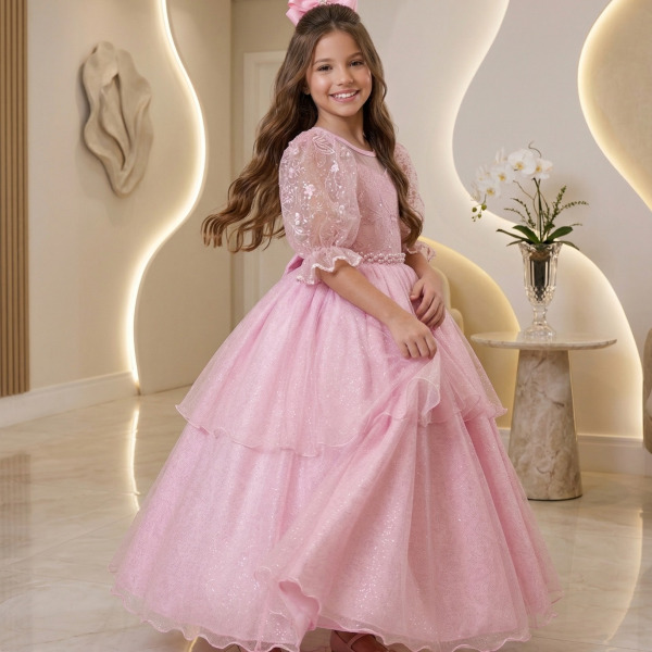 Vestido Bella Child Longo Eva Rosa Bebe