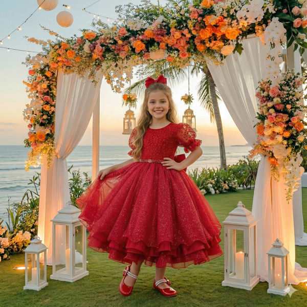 Vestido Bella Child Laize Vermelho Modelo 2