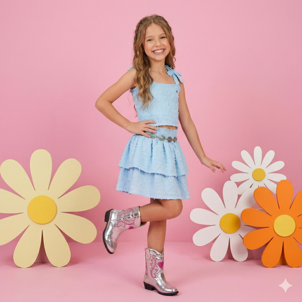 Conjunto Blogueirinha Clarissa Azul Bebe