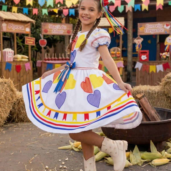 Vestido Marie Junino Luxo Arraiá da Quermesse da Noiva/Noivinha