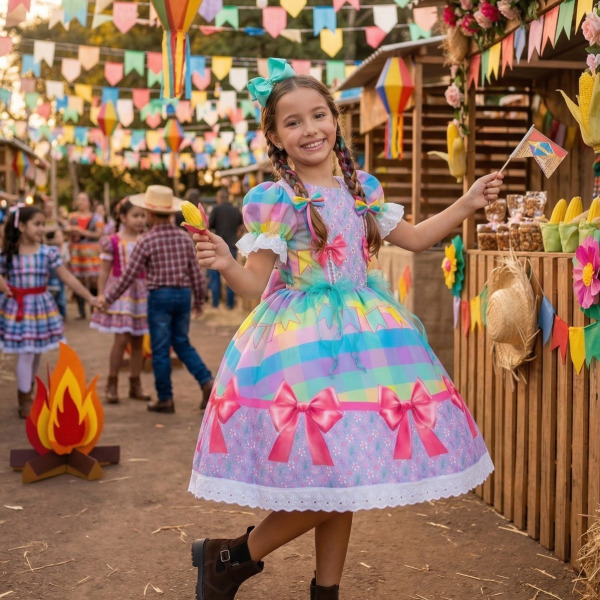 Vestido Marie Junino Luxo Arraiá da Paz