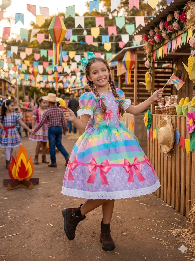 Vestido Marie Junino Luxo Arraiá da Paz