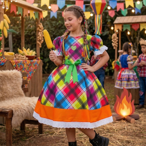 Vestido Marie Junino Luxo Quermesse do Luar