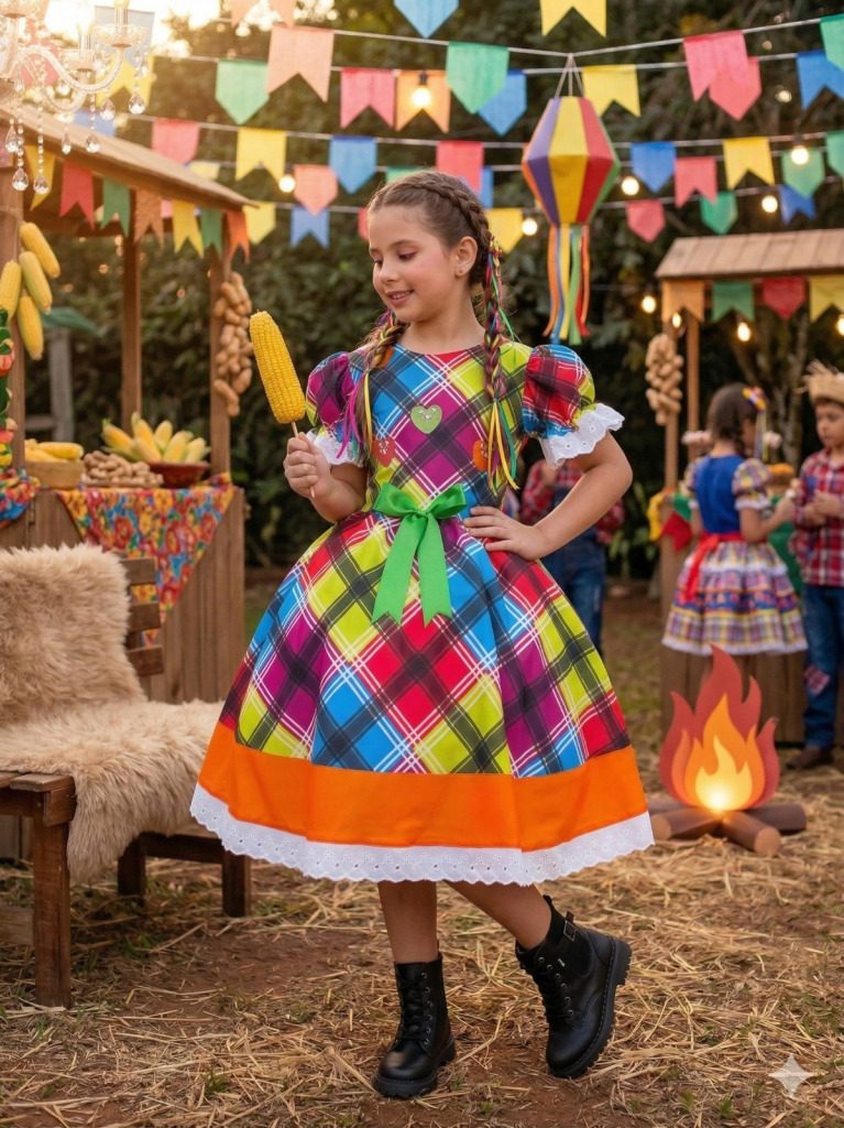 Vestido Marie Junino Luxo Quermesse do Luar