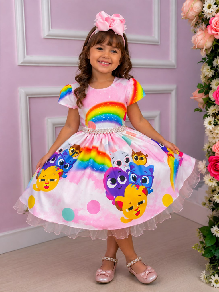 Vestido Temáticos da Gigi Bolofofos – Bolo Fofos Rosa