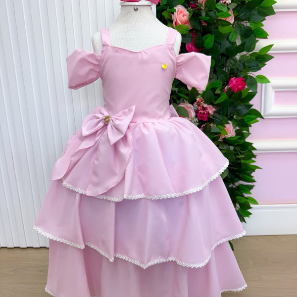Vestido Banana Club Longo Safira Rosa Bebe