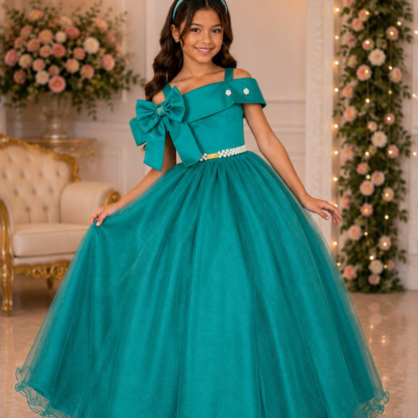 Vestido Banana Club Longo Doce Elegancia Verde Jade