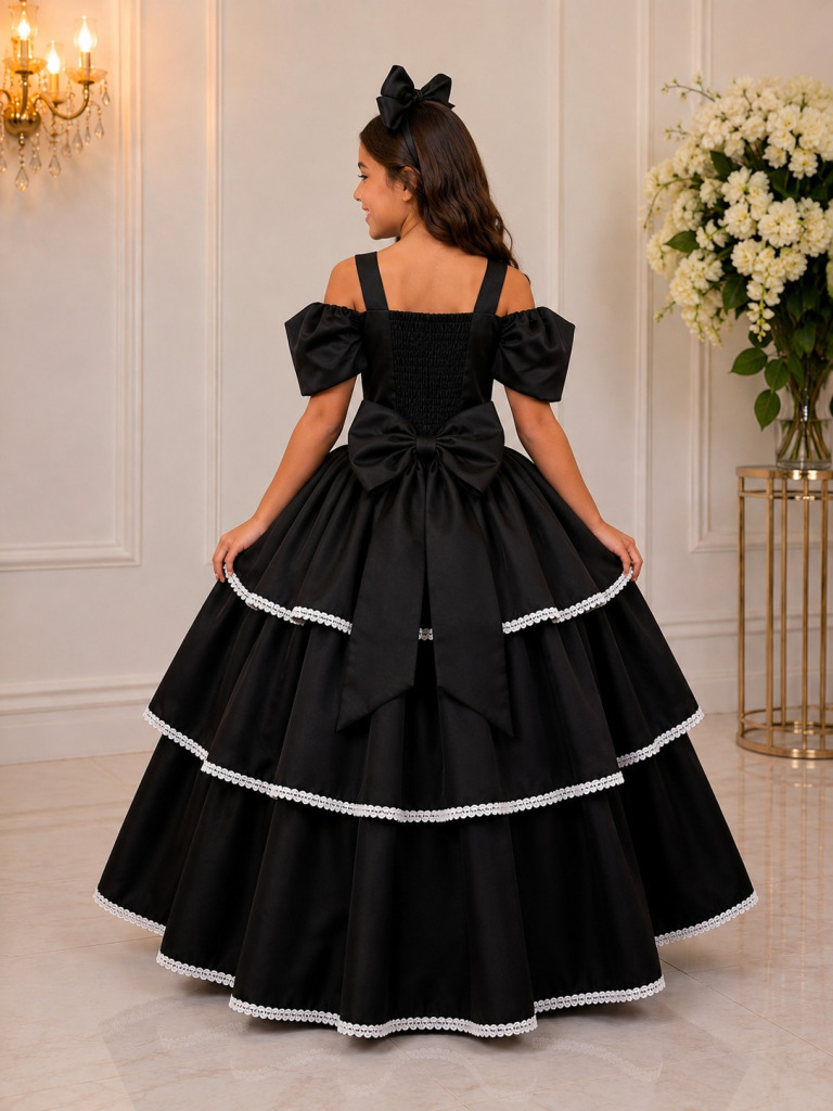 Vestido Banana Club Longo Safira Preto