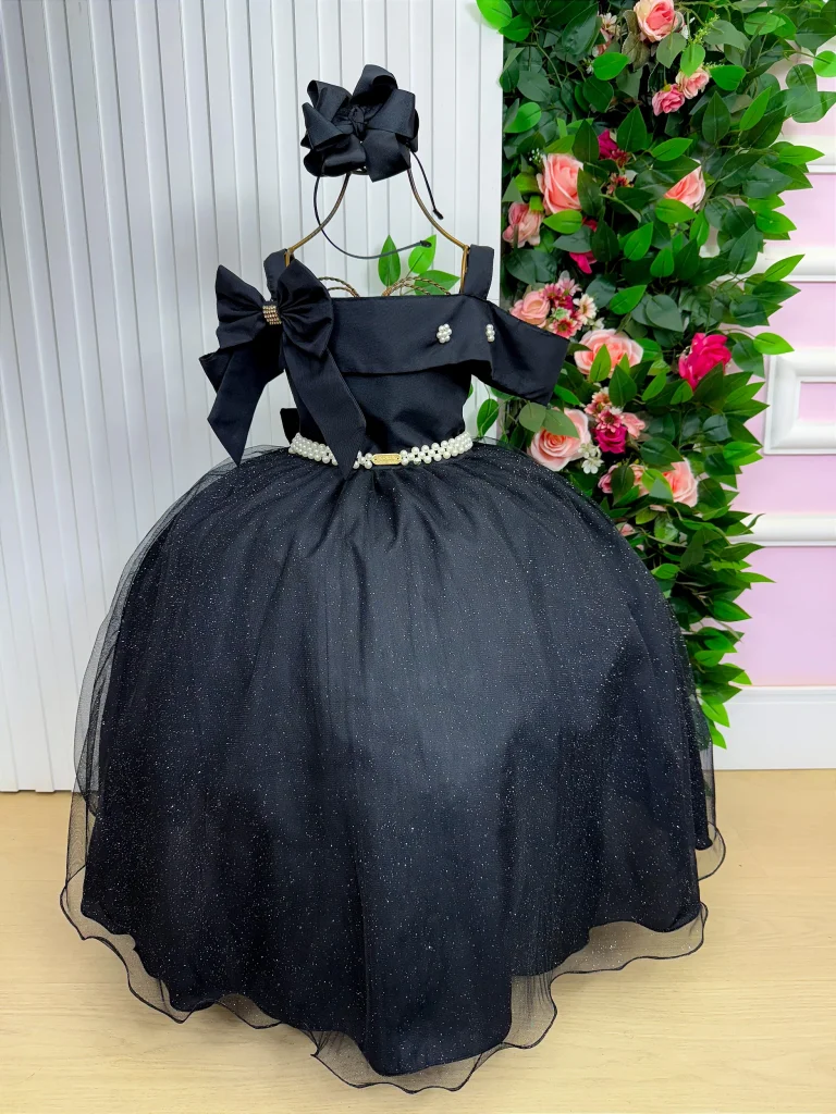 Vestido Banana Club Longo Doce Elegancia Preto